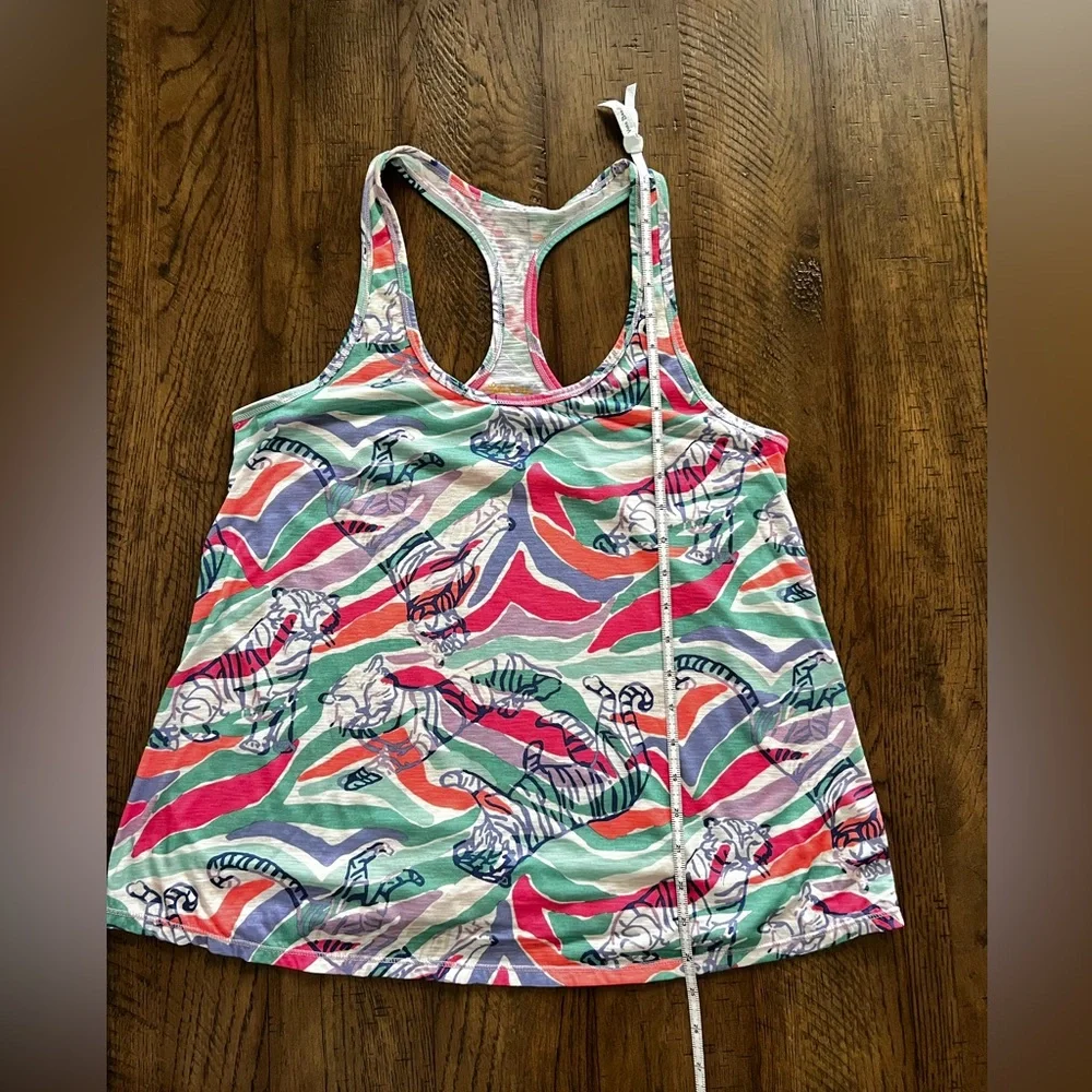 Lilly Pulitzer Racerback tee shirt animal print multi colored size medium - Picture 4 of 14